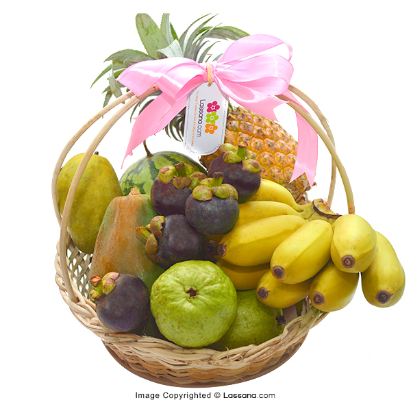 HEALTHY FRESH FRUIT BASKET (WITH FREE FLOWER BUNCH) - Fruit Baskets - in Sri Lanka